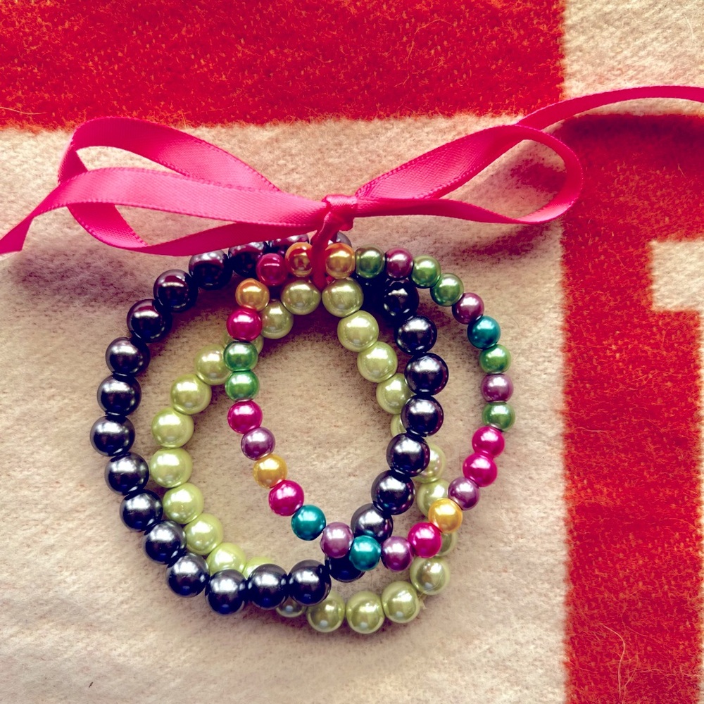 3 stretch beaded bracelets
